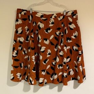 ModCloth Orange/Black/White Floral Skirt, Size 4X